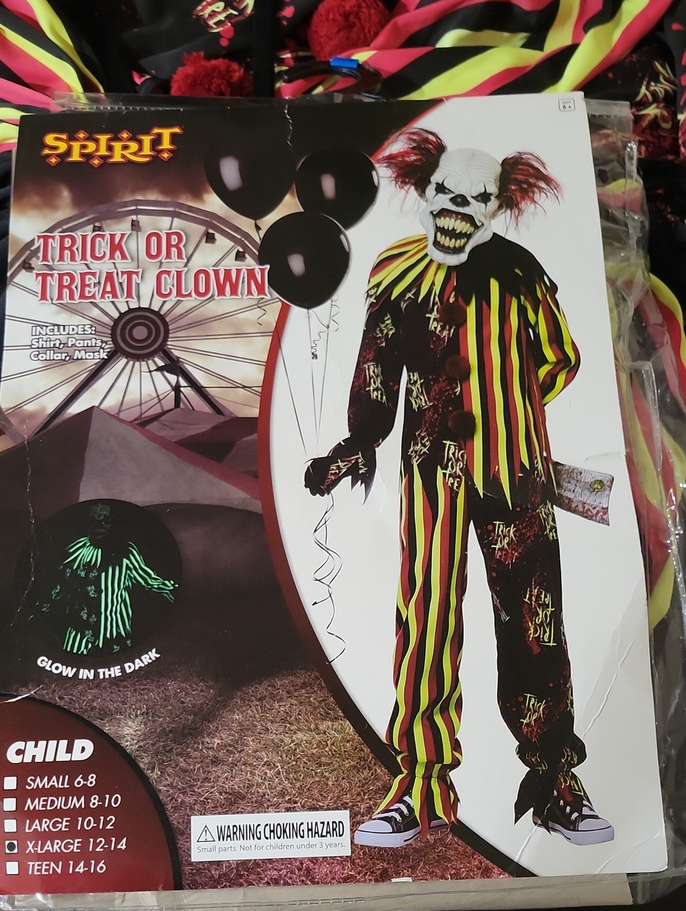 Spirit Trick or Treat Clown Costume - Black, Yellow & Red